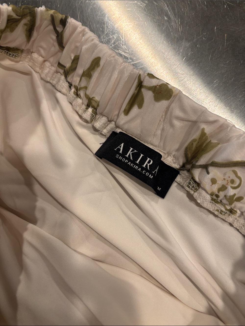 AKIRA Sheer Floral Jumpsuit in Ivory, Olive & Gold - Picture 4 of 4